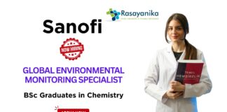 Sanofi Hiring BSc Chemistry Graduates | Apply Now For Global Environmental Monitoring Specialist Role