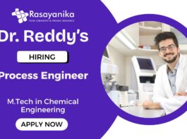 M Tech Chemical Engineering Jobs at Dr Reddy's | Apply Now for Process Engineer Role