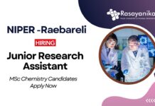 Research Jobs at NIPER Raebareli | MSc Chemistry Candidates Apply Now