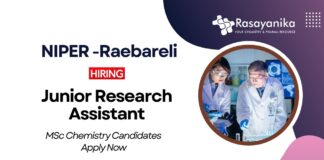 Research Jobs at NIPER Raebareli | MSc Chemistry Candidates Apply Now