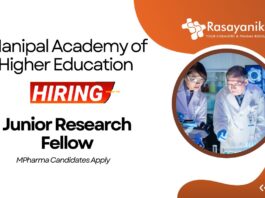 JRF Position Vacancy at MAHE | Pharma Graduates Apply Now