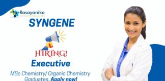 MSc Chemistry Job at Syngene | Apply Now For the Executive Role