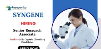 Organic Chemistry Freshers Jobs at Syngene Apply Now for Senior Research Associate Position 