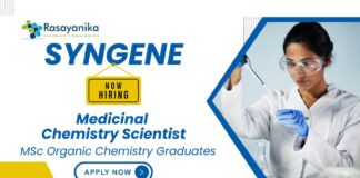 Organic Chemistry Job at Syngene | Apply Now For The Medicinal Chemistry Scientist Role