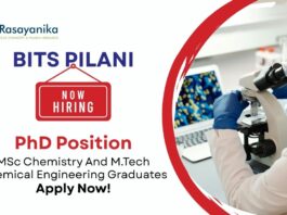 PhD Vacancy at BITS Pilani | MSc Chemistry And M.Tech Chemical Engineering Graduates Apply Now
