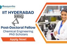 Post-Doctoral Fellow Vacancy at IIT Hyderabad | Chemical Engineering PhD Scholars Apply Now