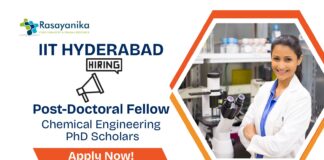 Post-Doctoral Fellow Vacancy at IIT Hyderabad | Chemical Engineering PhD Scholars Apply Now