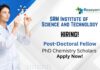 Postdoctoral Vacancy at SRMIST | PhD Chemistry Scholars Apply Now