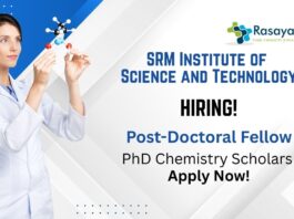 Postdoctoral Vacancy at SRMIST | PhD Chemistry Scholars Apply Now