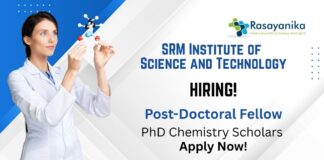 Postdoctoral Vacancy at SRMIST | PhD Chemistry Scholars Apply Now