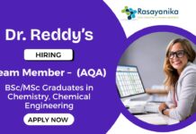 Team Member Role for Analytical QA at Dr. Reddy’s | Chemistry Graduates Apply