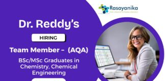 Team Member Role for Analytical QA at Dr. Reddy’s | Chemistry Graduates Apply