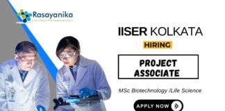 Project Associate Job at ISSER Kolkata MSc in Chemistry Candidates Apply Now
