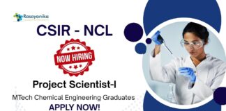 Project Scientist Role at NCL | MTech Chemical Engineering Graduates Apply Now