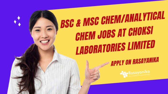 BSc & MSc Chem/Analytical Chem Jobs
