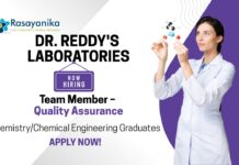 QA Chemical Engineering Jobs | Apply Now For The Team Member Role at Dr. Reddy's Laboratories 