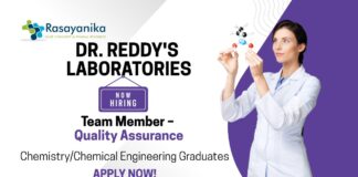 QA Chemical Engineering Jobs | Apply Now For The Team Member Role at Dr. Reddy's Laboratories 
