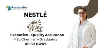 QA Chemistry Job | Apply Now For The Executive Role at Nestle