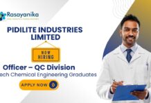 QC Chemical Engineering Jobs | Apply Now For The Officer Role at Pidilite Industries