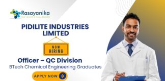 QC Chemical Engineering Jobs | Apply Now For The Officer Role at Pidilite Industries
