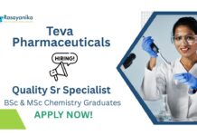 QC Job at Teva Pharmaceuticals | BSc & MSc Chemistry Graduates Apply Now For The Quality Sr Specialist Role