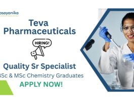 QC Job at Teva Pharmaceuticals | BSc & MSc Chemistry Graduates Apply Now For The Quality Sr Specialist Role