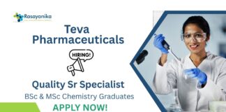 QC Job at Teva Pharmaceuticals | BSc & MSc Chemistry Graduates Apply Now For The Quality Sr Specialist Role