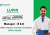 R&D Jobs at Lupin | Organic Chemistry Graduates Apply Now For The Manager Role