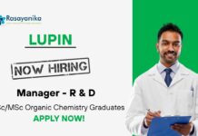 R&D Jobs at Lupin | Organic Chemistry Graduates Apply Now For The Manager Role