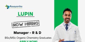 R&D Jobs at Lupin | Organic Chemistry Graduates Apply Now For The Manager Role