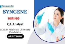 Recent QA Jobs at Syngene | MSc Analytical Chemistry Candidates Apply Now