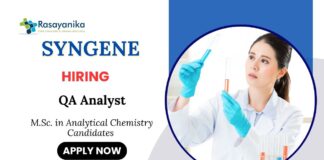 Recent QA Jobs at Syngene | MSc Analytical Chemistry Candidates Apply Now