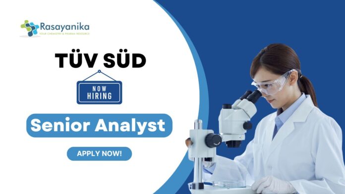 MSc Chemistry Jobs at TUV SUD | Apply Now for Senior Analyst Role