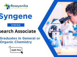 Research Associate Job at Syngene Chemistry Graduates Apply
