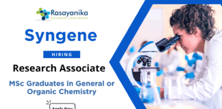 Research Associate Job at Syngene Chemistry Graduates Apply