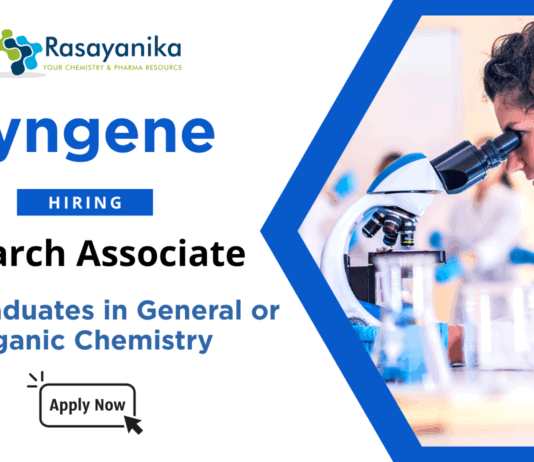 Research Associate Job at Syngene Chemistry Graduates Apply