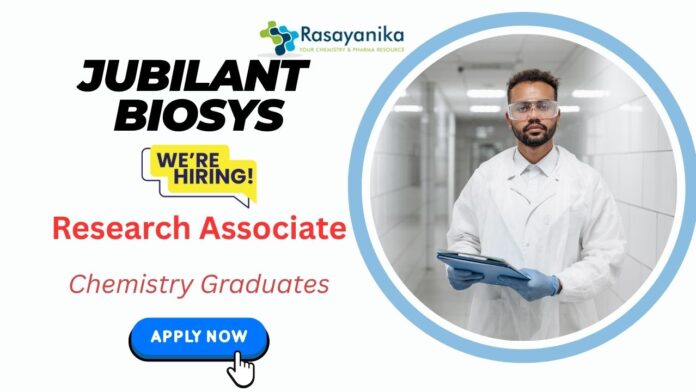 Research Associate Jobs in Noida | Jubilant Hiring - Chemistry Graduates Apply Now