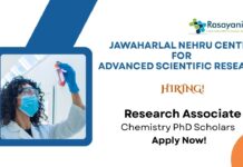 Research Associate Positions at JNCASR | Chemistry PhD Scholars Apply Now