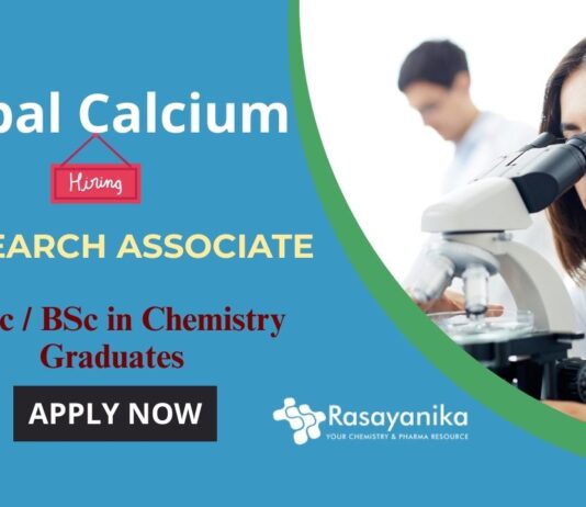 Research Associate Role in Global Calcium | Chemistry Graduates Can Apply 