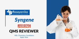 MSc Chemistry Jobs at Syngene | Apply Now for QMS Reviewer Role