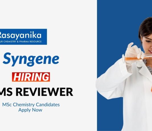 MSc Chemistry Jobs at Syngene | Apply Now for QMS Reviewer Role