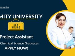 Research Job at Amity University | MSc Chemical Science Graduates Apply Now For The Project Assistant Role