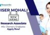 Research Jobs at IISER Mohali | MSc Chemistry Graduates Apply Now For The Research Associate Role
