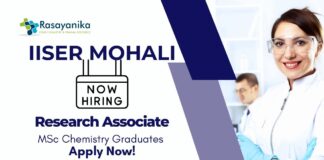 Research Jobs at IISER Mohali | MSc Chemistry Graduates Apply Now For The Research Associate Role