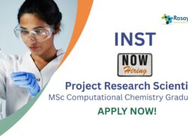 Research Jobs at INST | MSc Computational Chemistry Graduates Apply Now For The Project Research Scientist Role