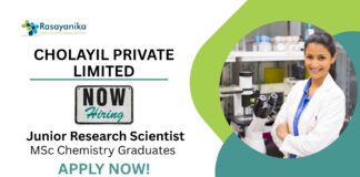 Research Jobs for Chemistry Graduates | Apply Now For The Junior Research Scientist Role at Cholayil Private Limited