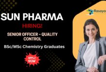 Sun Pharma Hiring Chemistry Graduates | Apply for Senior Officer Quality Control Position