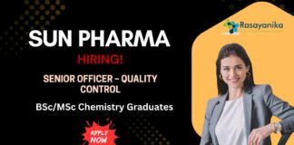 Sun Pharma Hiring Chemistry Graduates | Apply for Senior Officer Quality Control Position