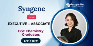 Syngene Hiring BSc Chemistry Graduates | Apply Now for Executive - Associate Role