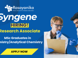 Syngene Hiring Research Associate MSc Chemistry Candidates Apply Now